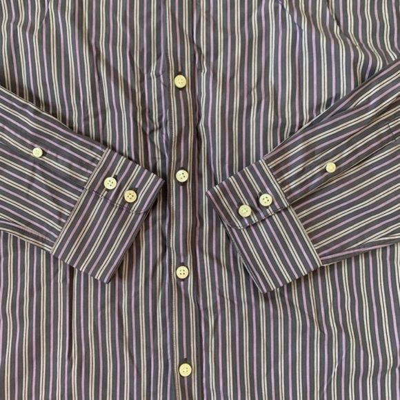 New Claiborne Purple Striped Dress Shirt Size Medium - Picture 3 of 7
